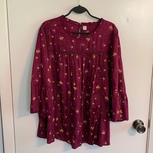 Burgundy floral blouse